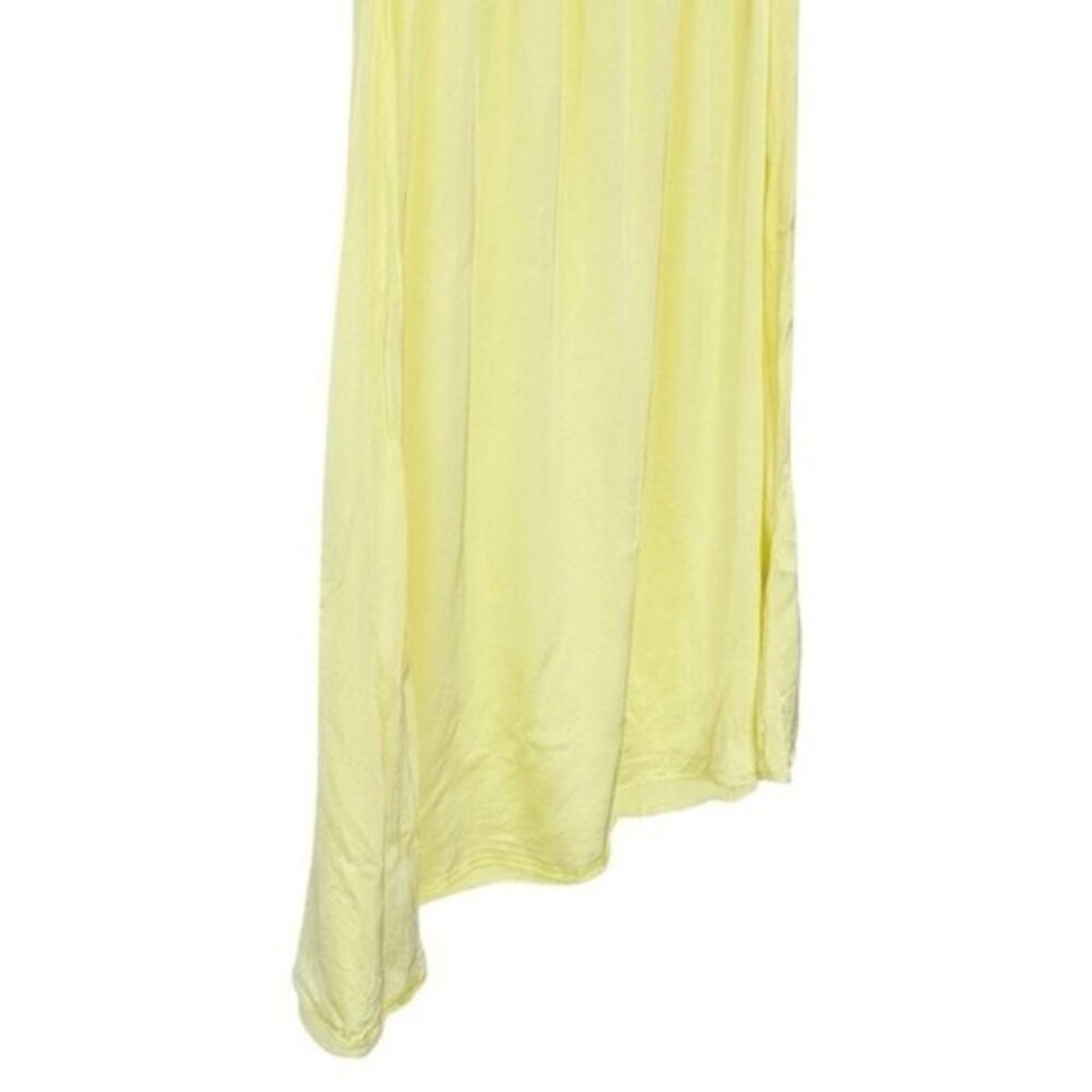 NWT & Other Stories Butter Yellow Asymmetric High Neck Satin Midi Dress Size 10 - Picture 5 of 10